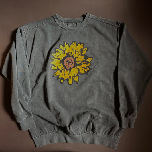 Pixelated Asteraceae Crew Neck Sweatshirt